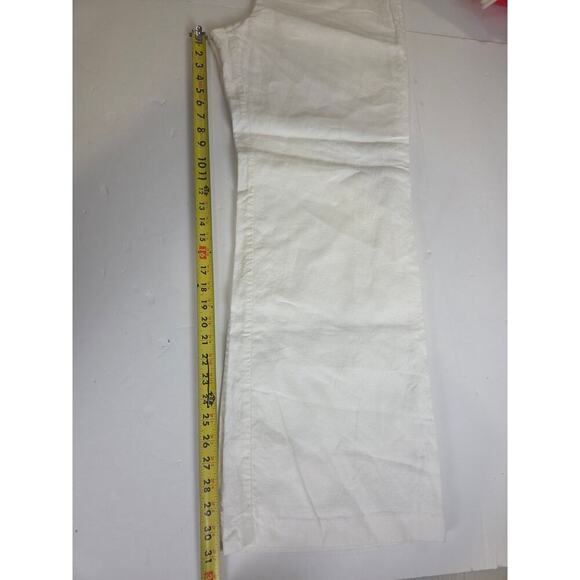 Alfani White Linen Elastic Waist Large Wide Leg Pants - Picture 2 of 6